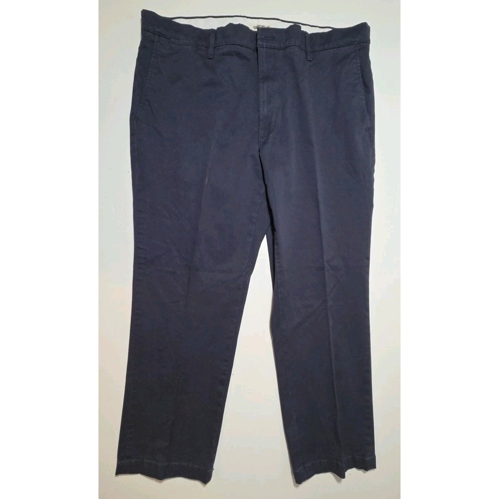 GoodThreads Chino Mens 38x28L NAVY  Straight Leg Flat Front Chino Pants